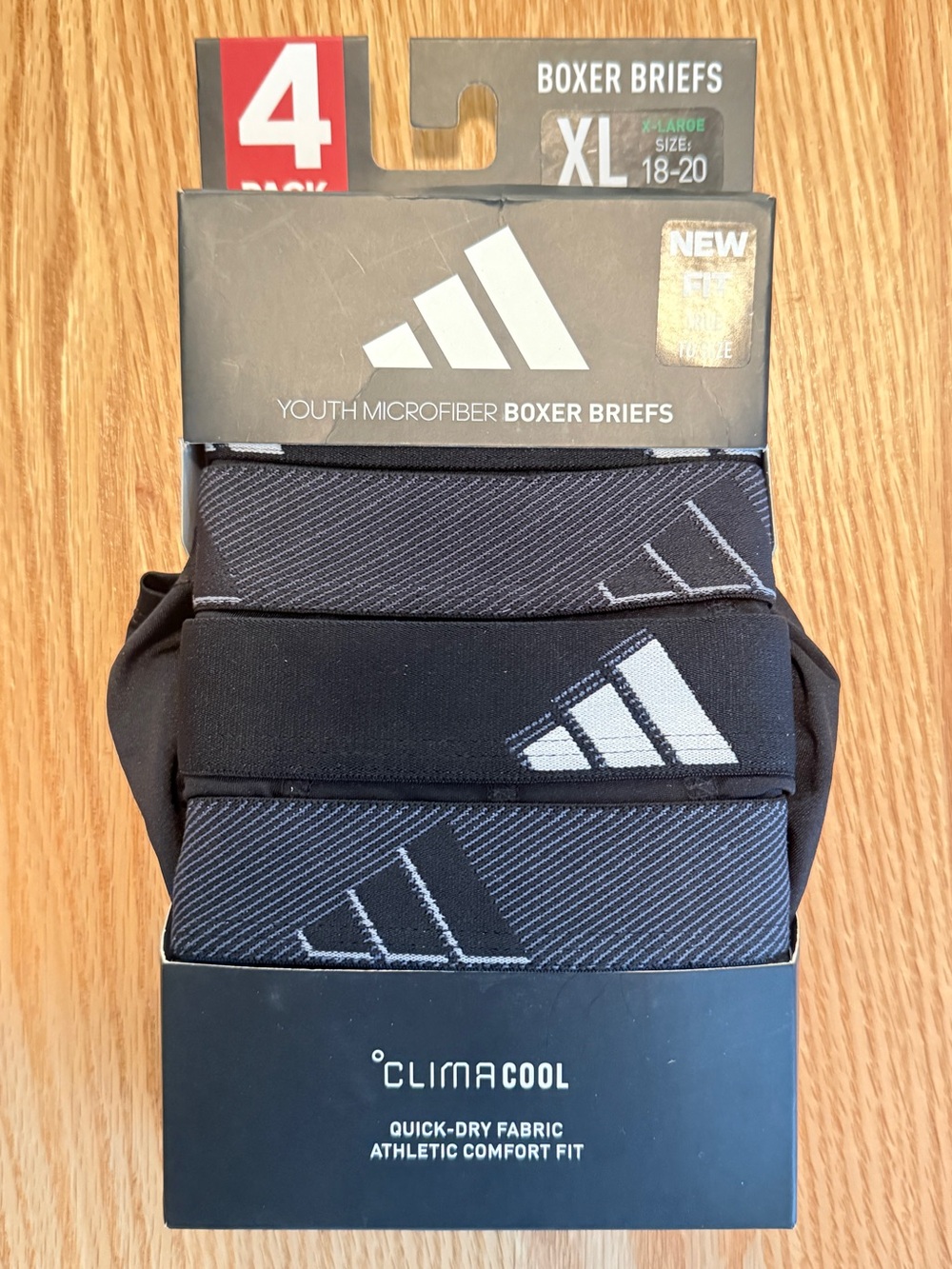 Adidas ClimaCool Youth Boxer Briefs 4 Pack XL 18-20 NWT